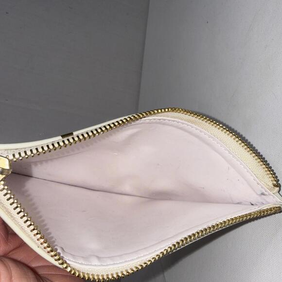 Kate Spade Pencil Pouch Polka Dot Cosmetic Case Travel Designer Cream Gold - Picture 8 of 10